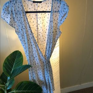 Brandy Melville wrap blue floral print dress